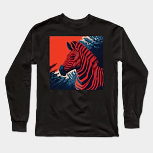 Zebra in Orange and Blue Long Sleeve T-Shirt